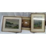 ONE 19THC WATERCOLOUR, ALFRED EDWARD PARKMAN, A VIEW OF TINTERN ABBEY, SIGNED, WATERCOLOUR, TOGETHER