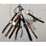 BAG OF MIXED WATCHES INCL; 1 MARKED CR 925 SILVER & A FULL GOLD PYRITE PENDANT ON CHAIN