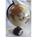 SMALL WORLD GLOBE ON METAL & WOOD STAND APPROX 9''