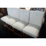 SET OF 4 CREAM COLOURED UPHOLSTERED DINING CHAIRS