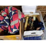 HAND MADE QUILT, THERMAL & A CARTON OF MIXED NEW & MISC ITEMS