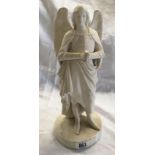 STONE CERAMIC FIGURE JOAN OF ARC WITH ANGEL WINGS