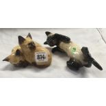 BESWICK CATS NO 1296 WITH CHIP TO EAR & A BESWICK BROWN