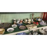 SHELF OF VARIOUS VINTAGE CHINA INCL; CARLTONWARE