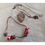 SILVER HEART PENDANT ON CHAIN & SILVER BRACELET