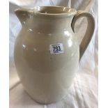 DOULTON LAMBETH CREAM GLAZE STONEWARE JUG, HIGH APPROX 11 1/4'' BASE DIA 6 1/4'' MARKED ON BASE