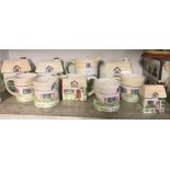 COTTAGE NOVELTY TEA CANISTERS, COFFEE, SUGAR, JUGS, CUPS ETC