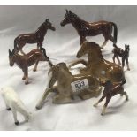 QTY OF BESWICK PONIES & OTHERS - LEG BROKEN ON LARGE PONY