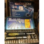 39 PIECE 1/4 & 3/8 DRIVE RATCHET SOCKET SET & A CORDLESS HAMMER DILL