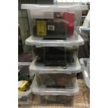 4 PLASTIC BOXES OF SCENERY SCATTER MATERIAL & TUBS OF RAILWAY BALLAST FOR DISPLAYS