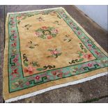 9ft X 6ft GREEN & CREAM PATTERNED CARPET