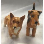 BESWICK FIGURE OF AN AIREDALE TERRIER & A CORGI, SMALL CHIP ON CORGI'S EAR