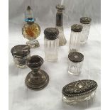 QTY OF SILVER TOPPED DRESSING TABLE JARS