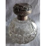 A SILVER MOUNTED SCENT BOTTLE WITH STOPPER - B'HAM 1903