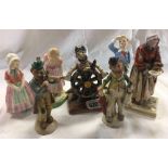 3 ROYAL DOULTON FIGURINES, TOOTLE'S, LITTLE BOY BLUE & MARY MARY & 4 OTHERS MARKED GERMANY