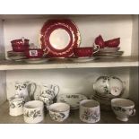 2 SHELVES OF CHINAWARE INCL; CROWN STAFFORDSHIRE, ROYAL ADDERLEY ETC