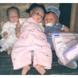 3 ADULT LIFE-LIKE BABIES & A PINK SHAWL