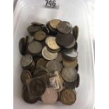 TUB OF MOSTLY FOREIGN COINS
