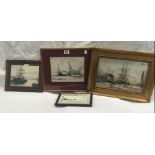 4 MARINE PICTURES. THE LONDON POOL BY CHARLES DIXON TOGETHER WITH 2 OTHER COLOUR PRINTS AND AN