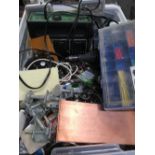 BOX OF VARIOUS ELECTRICAL ITEMS, SWITCHES, LED'S & RESISTORS ETC