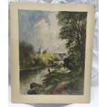 WILLIAM HENRY DYER. UNFRAMED WATERCOLOUR OF FOUNTAINS ABBEY. SIGNED AND INSCRIBED, FRONT AND BACK.
