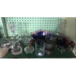 SHELF OF DECORATIVE GLASSWARE