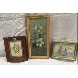 3 BOTANICAL PAINTINGS; ONE A WATERCOLOUR STUDY OF APPLE BLOSSOM IN GOOD OAK FRAME, ANOTHER OF