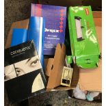 CARTON OF OFFICE SUPPLIES, INK, STAPLES, PAPER CLIPS