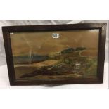 WATERCOLOUR OF A LANDSCAPE AND COASTAL VIEW. SIGNED WITH MONOGRAMME AND DATED 18.9.1907