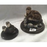 COUNTRY ARTS FIGURE OF AN OTTER FAMILY CA 552 & 2 WATER BABIES