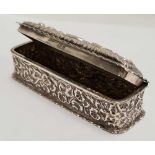 HIGHLY DECORATED ART NOUVEAU HINGED SILVER TRINKET BOX BY DEAKIN & FRANCIS - B'HAM 1903, 46g