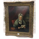 GILT FRAMED OIL PAINTING OF A GEORGIAN PERIOD SET DRESSED LADY