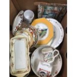 CARTON OF MIXED PLATES & MUGS