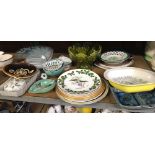 SHELF OF MISC CHINAWARE INCL; PLATES, BOWL, NIBBLES DISHES