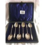 SET OF 6 APOSTLE DECORATED TEA SPOONS IN BOX