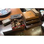 QTY OF JEWELLERY BOXES & TREEN ITEMS
