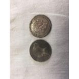 A GEORGE III SHILLING 1816 & ANOTHER 1858