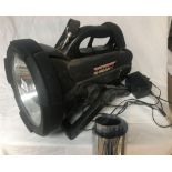 10 MILLION CANDLE POWER SUPER SEARCH EYE LANTERN - NOT KNOWN IF WORKING, WITH CHARGER & TUBE OF