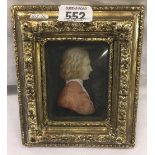 GILT FRAMED WAX RELIEF PORTRAIT OF AN 18THC GENTLEMAN IN PROFILE.