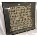 LARGE F/G PICTURE OF NUMEROUS SILK FLAGS & REGIMENTAL BADGES, APPROX 130