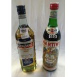 BOTTLE OF CINZANO & BOTTLE OF MARTINI