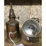 FRENCH PIGEON LAMP & SMALL A/F CARBIDE LIGHT