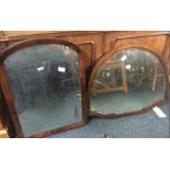 UNUSUAL SHAPED INLAID MAHOGANY BEVELLED EDGE VICTORIAN MIRROR & MAHOGANY MIRROR