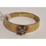 9ct BAND RING WITH DIAMOND CLUSTER