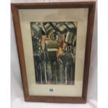 SIGNED MONOTYPE ''THE VILLAGE'' BY JEAN OWEN, SIGNED WITH INITIALS & DATED