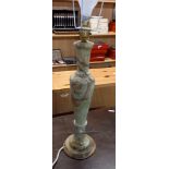 TALL HEAVY GREEN ONYX TABLE LAMP (NO SHADE) 17'' HIGH WITHOUT FITTINGS