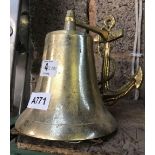MODERN BRASS PORCH BELL WITH ANCHOR MOUNTING