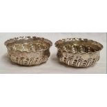 A PAIR OF VICTORIAN SILVER SALTS, B'HAM 1889