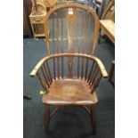 BEECH WOOD WINDSOR CHAIR WITH BENTWOOD STRETCHERS A/F