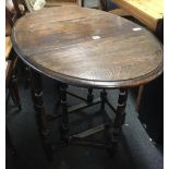 DARK OAK DROP LEAF TABLE WITH TURNED LEGS